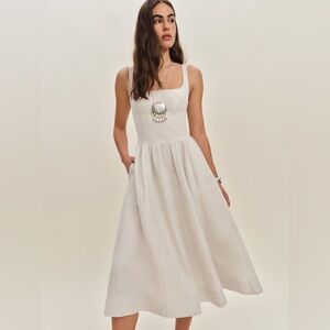 Reformation Janu Linen Dress In Oatmeal, brand new, never worn, no flaws.